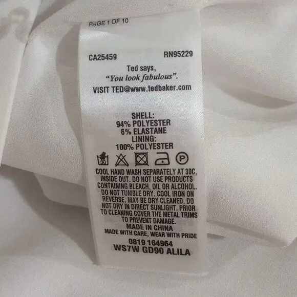 Ted Baker London Alila Cap Sleeve Sheath Dress Floral Pearl White Size 3 / 6 - 8 - Picture 13 of 14